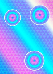 Holographic, retro neon background with geometric triangle pattern