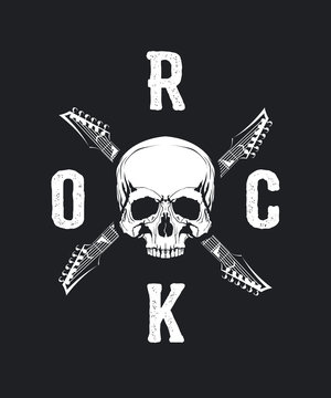 Vintage hard rock vector t-shirt logo isolated on dark background