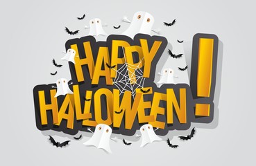Happy Halloween card design elements on background, vector illustration
