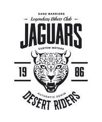 Foto op Plexiglas Vintage furious jaguar custom motors club t-shirt vector logo on white background © pro