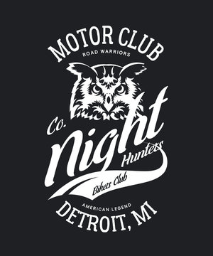 Vintage bikers club t-shirt vector logo on dark background
