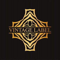 Vintage ornamental retro golden label. Template for design. Vector illustration