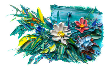 Abstract oil painting of  flower.