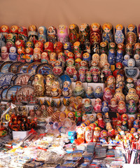 exhibition of nested dolls on at the Russian fair