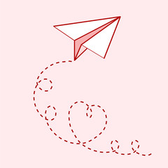 Love travel design with paper airplane, stock vector illustration