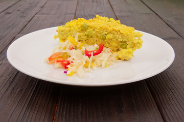 Vegetable pudding with tofu and couscous