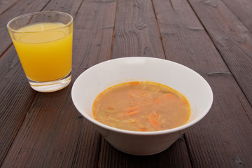 Vegetable soup with lentils and cabbage