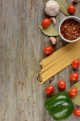 Italian Food Pasta Background with Cherry Tomato. Health lifestyle or vegetarian concept