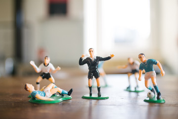 plastic figurines of soccer players