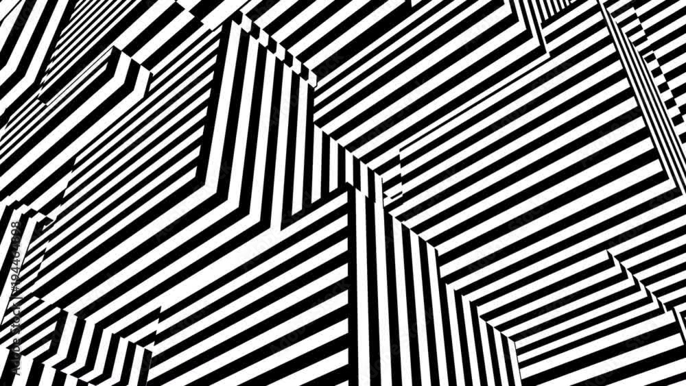 Poster abstract background with black and white stripes. seamless loop