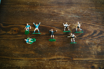 plastic figurines of soccer players