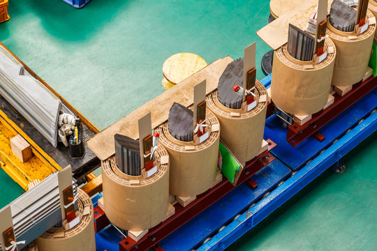 Internal active parts (core and coils) of transformer