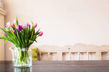Colorful tulip flowers decoration home easter interior april