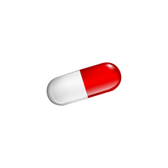 Red pills isolated on white background. Vector illustration