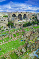 ruins of Roman Forum in Rome city, Italy