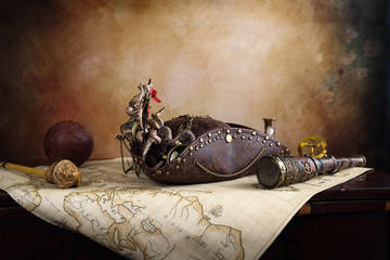 Steampunk pirata mappa del tesoro