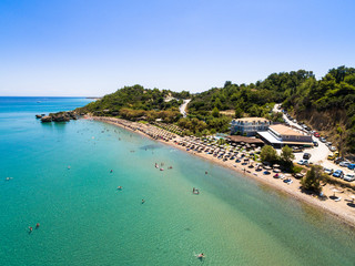 Fototapeta na wymiar Aerial view of Porto Zorro Azzurro beach in Zakynthos (Zante) island, in Greece