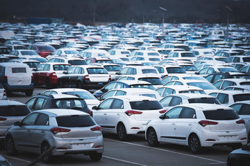 Overhead view of big car parking.