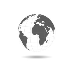 Vector globe icon of the world.