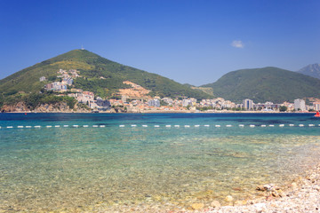 sea coast of Montenegro. views on Budva from island of St. Nicholas