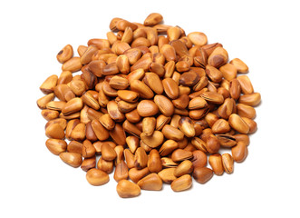 cooked pine nuts isolated on white background