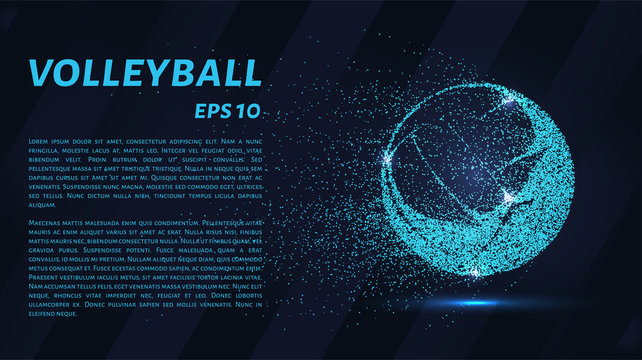 A volley of particles. Volleyball consists of small circles. Vector illustration.