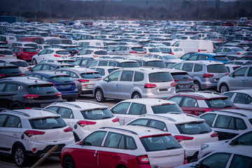 Cars For Sale Stock Lot Row. Car Dealer Inventory