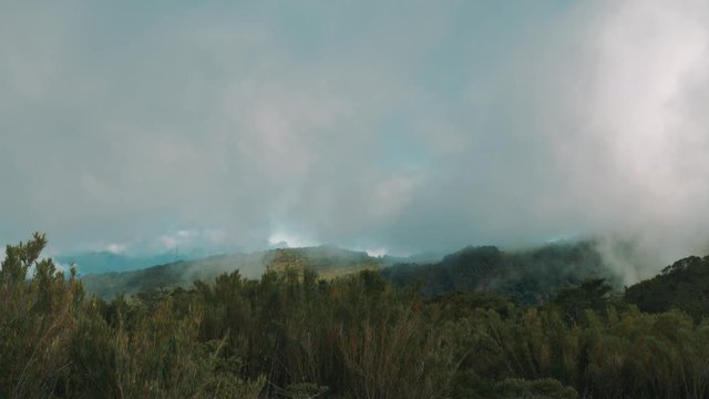 Strong Winds And Moving Clouds In Trapanti National Park, Costa Rica, Graded Version