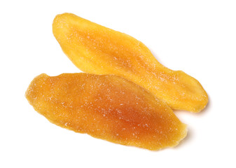 Naklejka na ściany i meble Dried mango slices isolated on white background