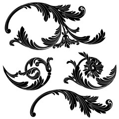 Vintage baroque ornament, corner. Retro pattern antique style acanthus. Decorative design element filigree calligraphy vector. - stock vector
