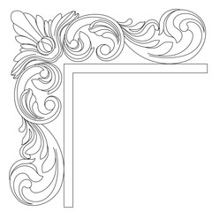 Vintage baroque ornament, corner. Retro pattern antique style acanthus. Decorative design element filigree calligraphy vector. - stock vector
