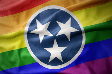 waving tennessee state rainbow gay pride flag banner