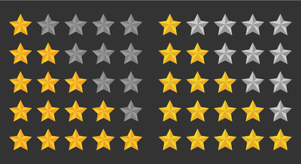rating golden stars set isolated on background