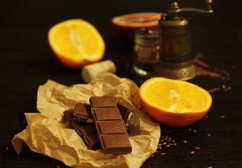 Chocolate, orange, table, food, dessert, sweetness, yellow, tube