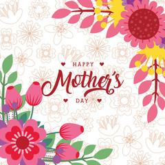 elegant flowers greeting card - happy mothers day vector illustration