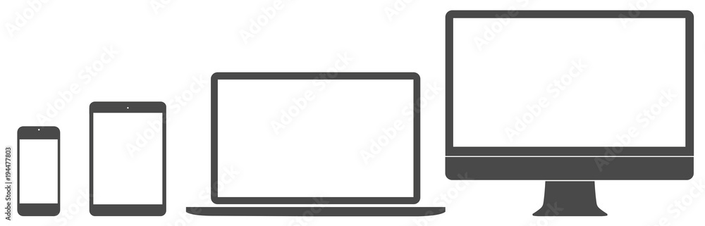 Poster set of computer, laptop in a flat vector style