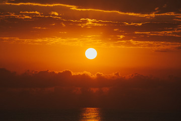 Spectacular sunset on the sea. Valencia Spain