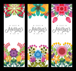 happy mothers day vertical banners delicate romantic flowers decoration vector illustration