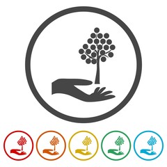 Hand with a tree symbol, Tree in hand, 6 Colors Included