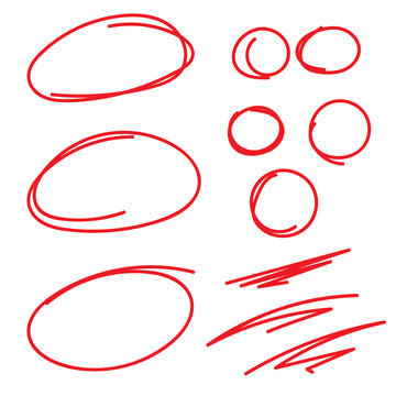 Red Circle Grading Marks with Swoosh Feel - Marking up Papers