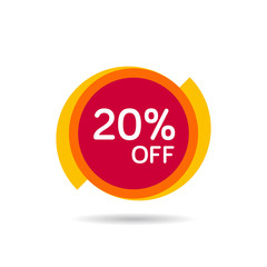 20% OFF Discount Sticker. Sale Red Tag Isolated Vector Illustration. Discount Offer Price Label, Vector Price Discount Symbol.