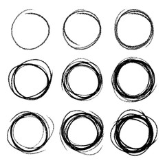 Set of Hand Drawn Scribble Circles. Vector illustration