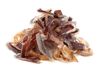dried jellyfish slices isolated on white background