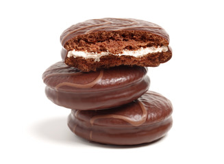 Multiple Chocolate pie on white background 