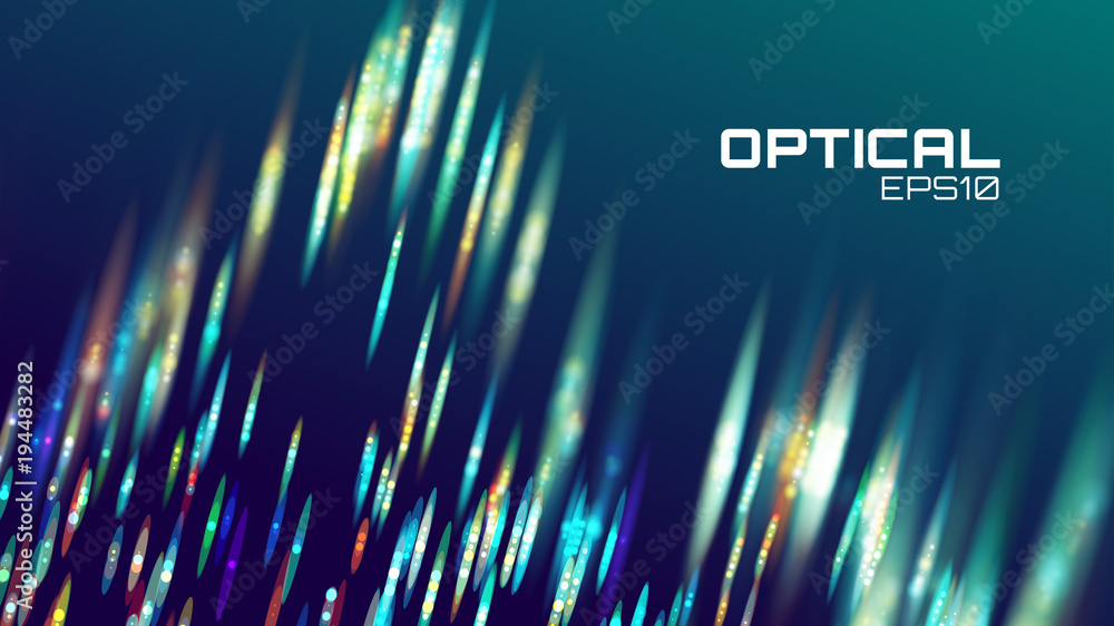 Poster stripe abstract background. lens bokeh neon motion. digital wave