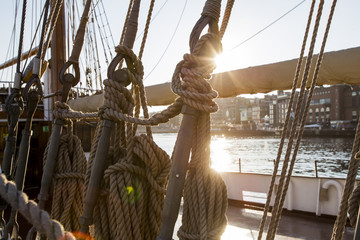 Sailing boat Ropes backlit