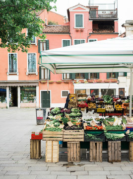 Stall with vegetables on street