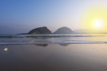 Sunrise at the Bahia de la Concha in the city of San Sebastian, Basque Country, Spain