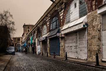 Fototapeta na wymiar Old warehouse street view