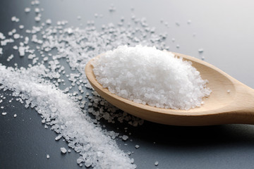 Sea Salt In Wooden Spoon